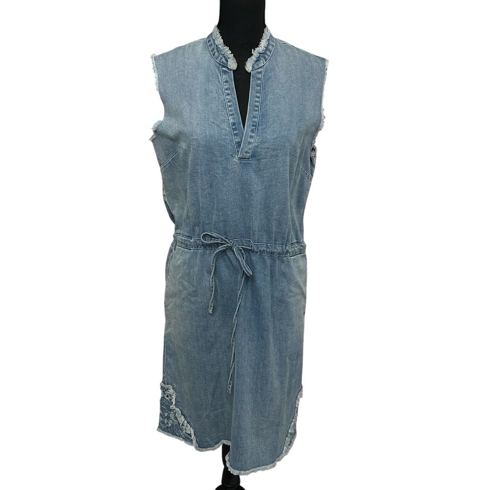 Joe's Jeans Denim Chambray Embroidered Sleeveless Dress Size Medium